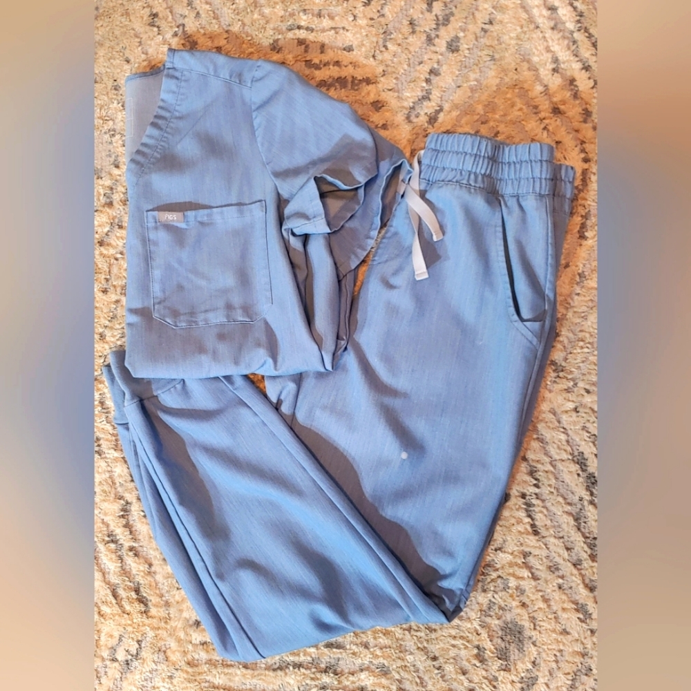 Figs heather indigo catarina top and high waisted zamora